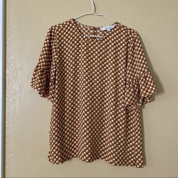 LOFT SMALL short sleeve top floral flower Ann Taylor retro ruffle - Picture 1 of 7